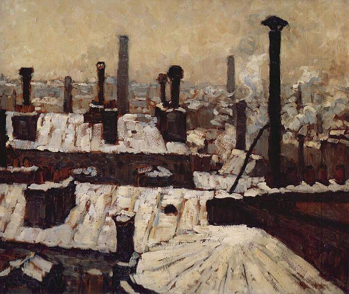 Gustave Caillebotte Toits sous la neige, Paris Norge oil painting art